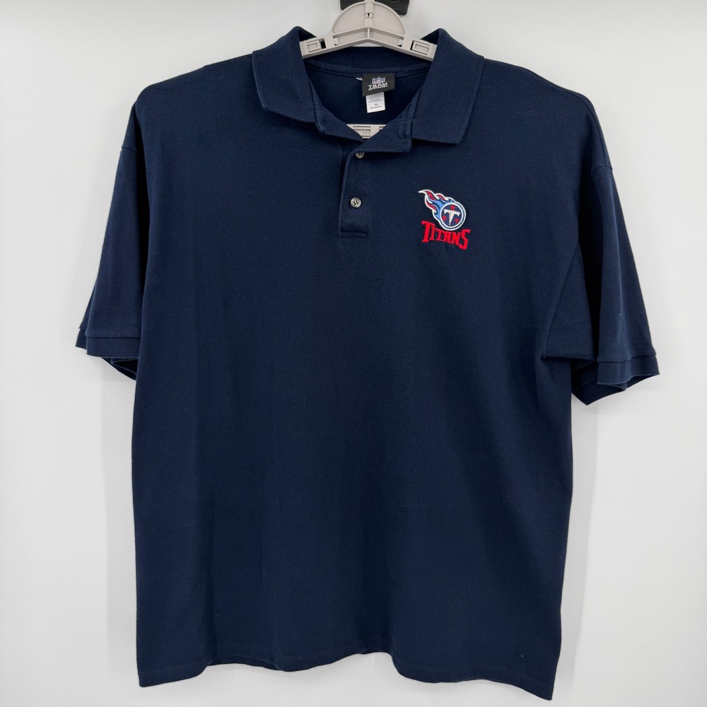 NFL Team Apparel Tennessee Titans Polo Shirt Mens XL Navy Blue Embroidered Logo